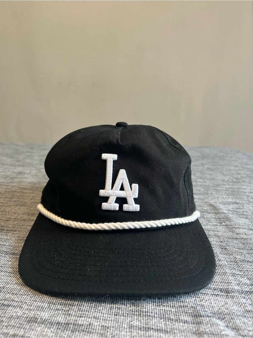 Black Los Angeles Dodgers Snapback White LA & Rope Hat New Era Adult Unisex